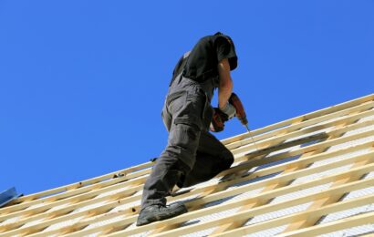 Roofer, carpenter on the roof